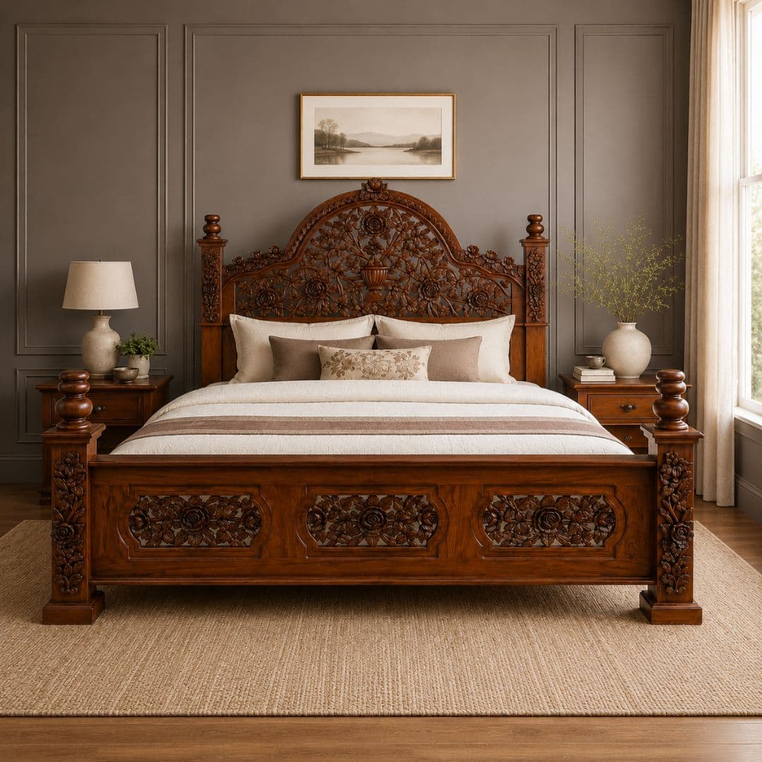 Maharana Carved Poster Bed