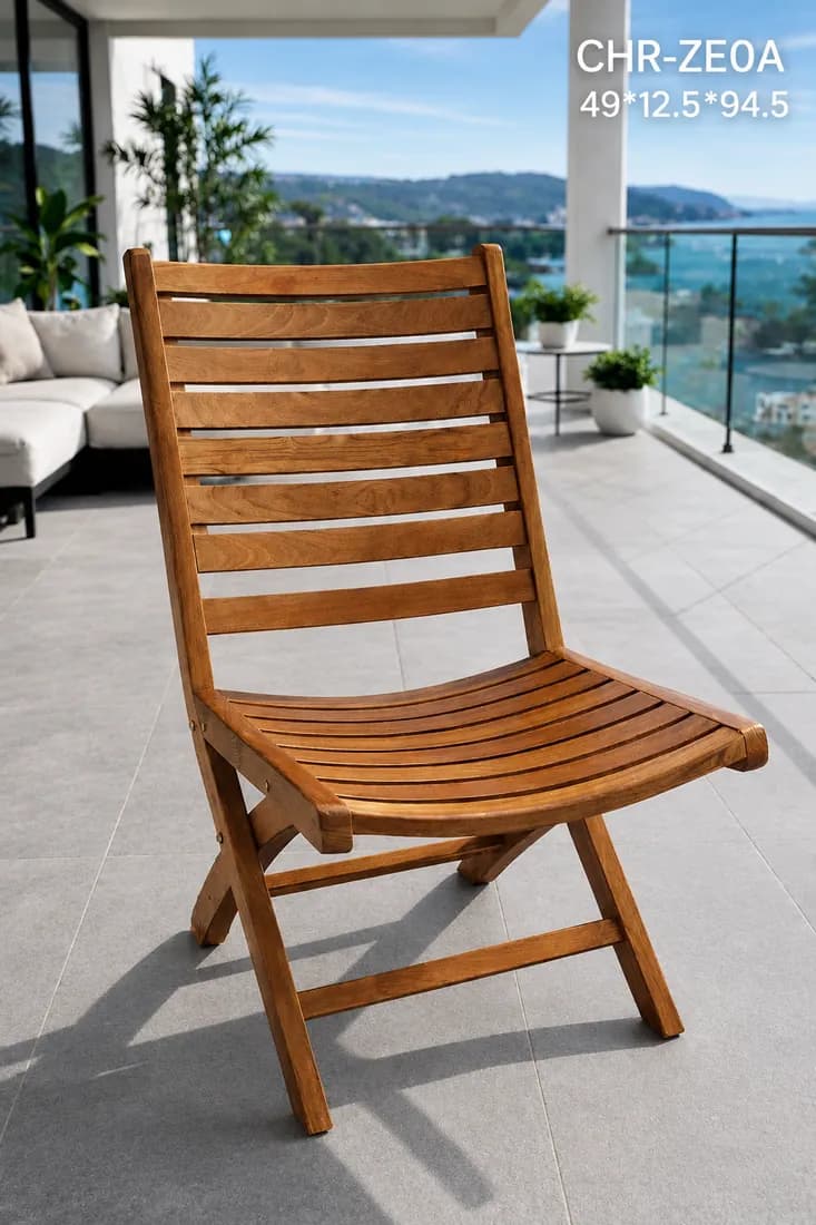 TEAK FOLDING CHAIR W/o HANDLE
