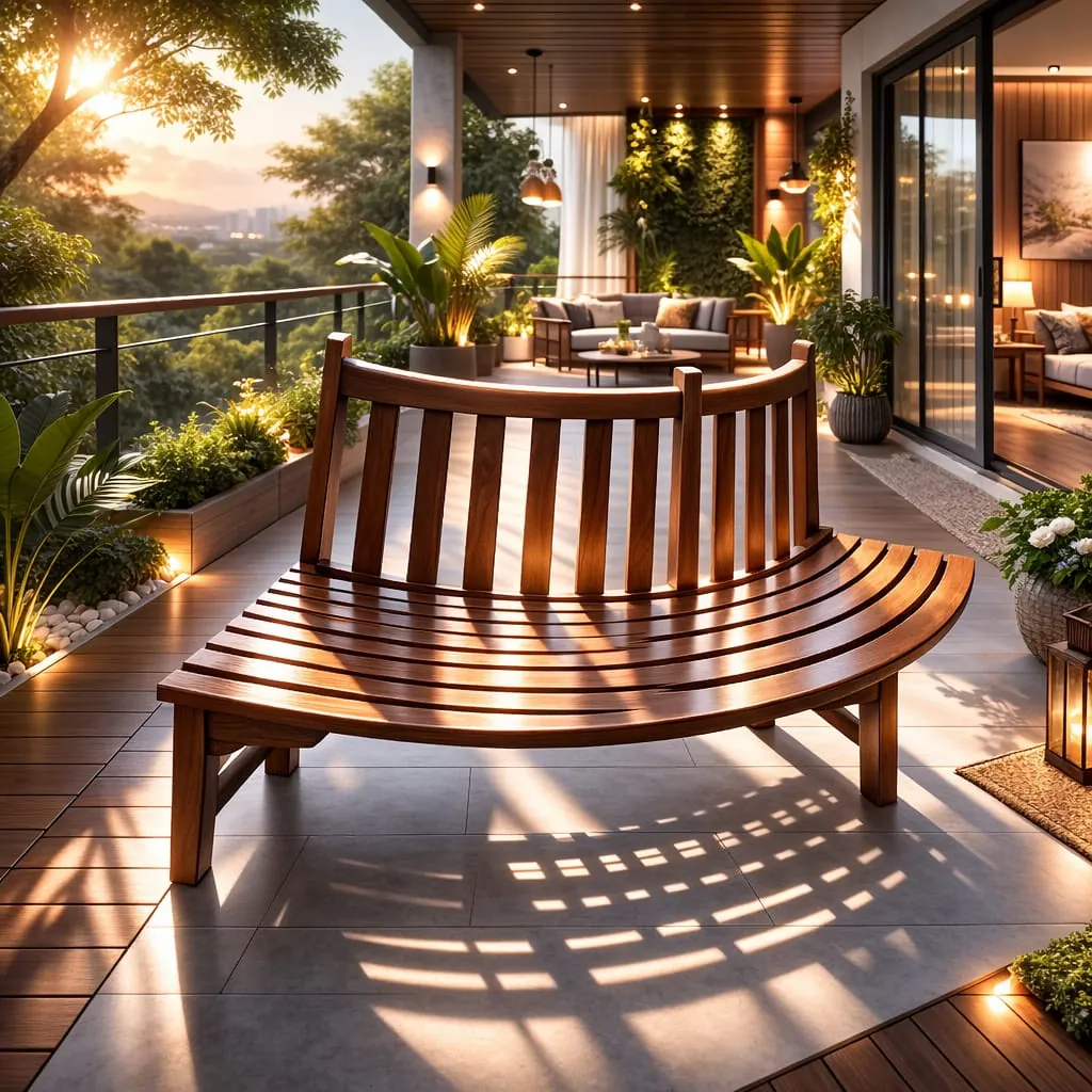 TEAK GARDEN BENCH BENCH 2Pcs Circular 4 Seater Tree Bench