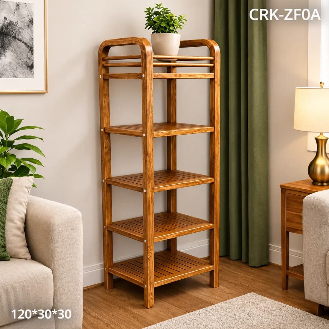 TEAK 4 Selves RACK CORNER RACK