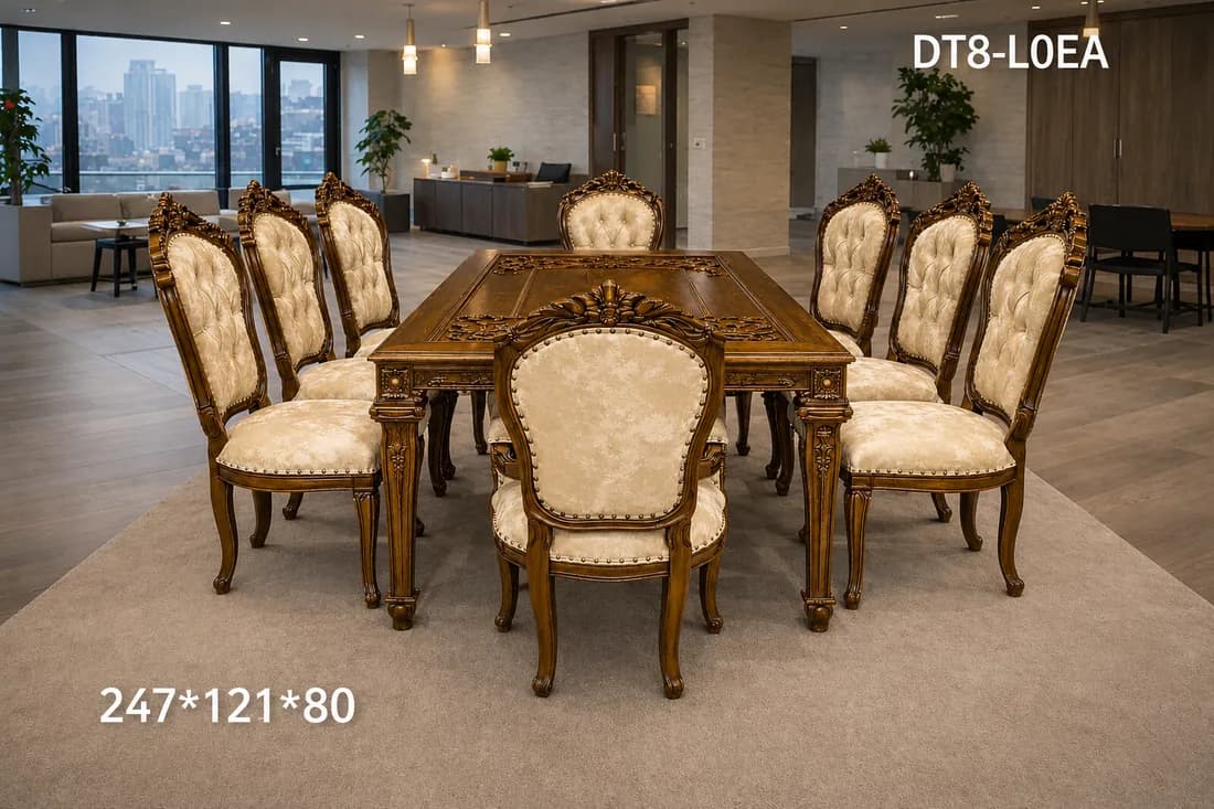 TEAK CARVING DINING TABLE 8 Seater
