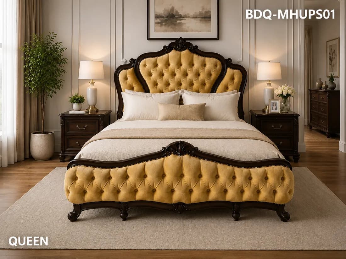 Mahogany QUEEN BED UPHOLSTRY