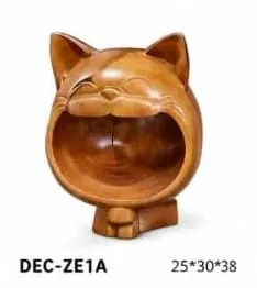 TEAK Handicrafts DECoratives CAT BIG MOUTH SMALL