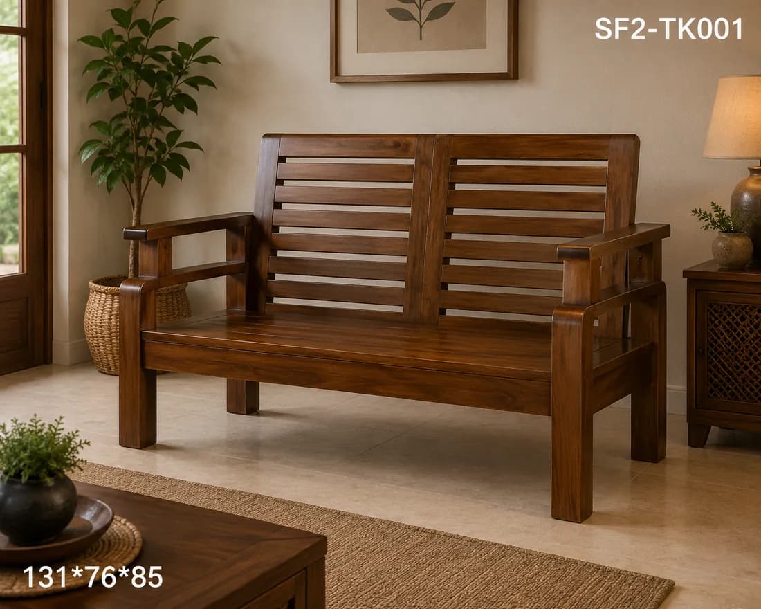 TEAK 2 SEATER SOFA