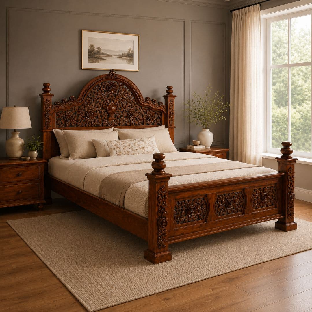 Maharana Carved Poster Bed